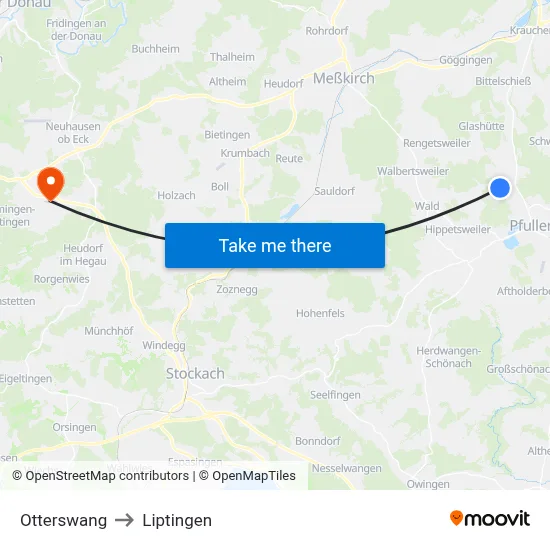 Otterswang to Liptingen map