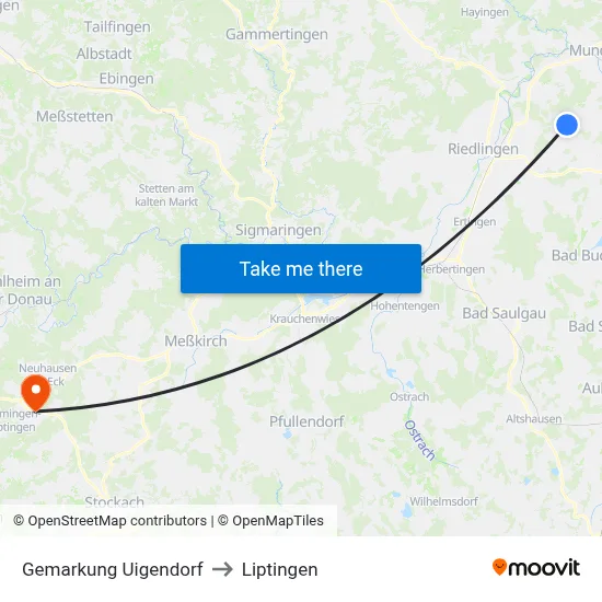 Gemarkung Uigendorf to Liptingen map