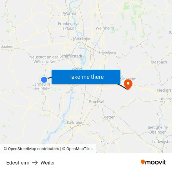 Edesheim to Weiler map