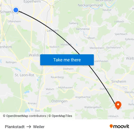 Plankstadt to Weiler map
