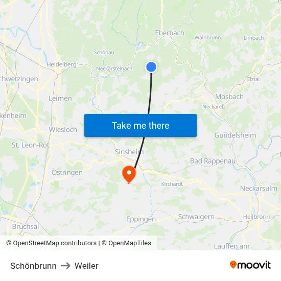 Schönbrunn to Weiler map