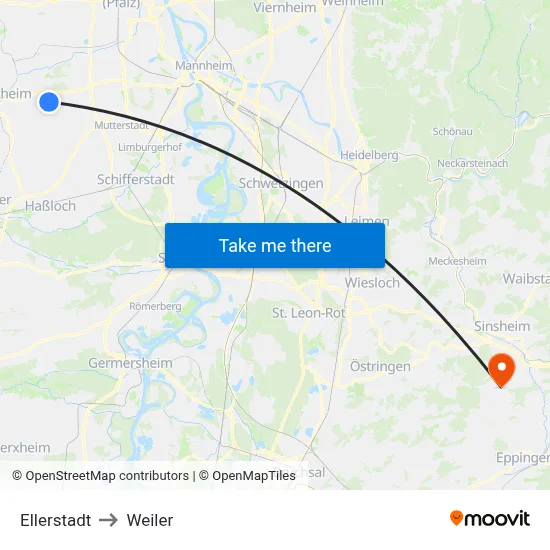 Ellerstadt to Weiler map