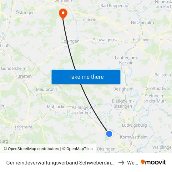 Gemeindeverwaltungsverband Schwieberdingen-Hemmingen to Weiler map