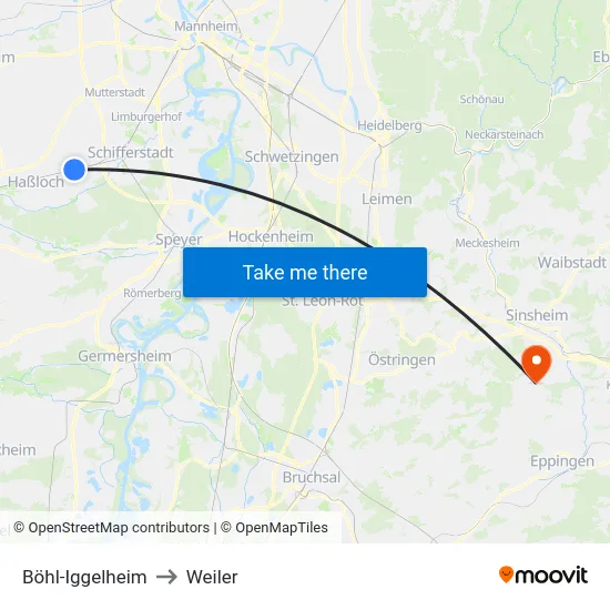 Böhl-Iggelheim to Weiler map
