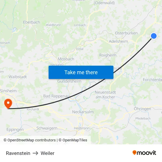 Ravenstein to Weiler map