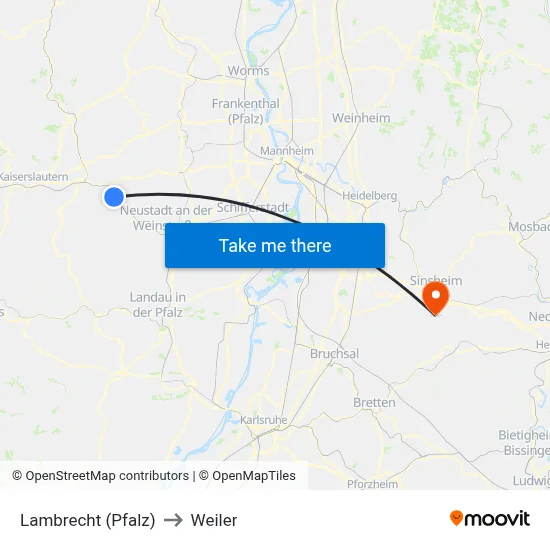 Lambrecht (Pfalz) to Weiler map