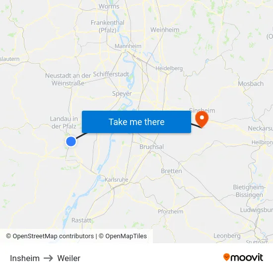 Insheim to Weiler map