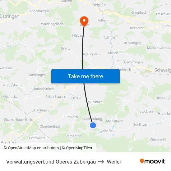 Verwaltungsverband Oberes Zabergäu to Weiler map