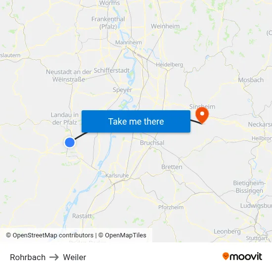 Rohrbach to Weiler map