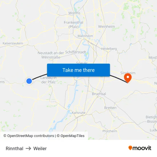 Rinnthal to Weiler map