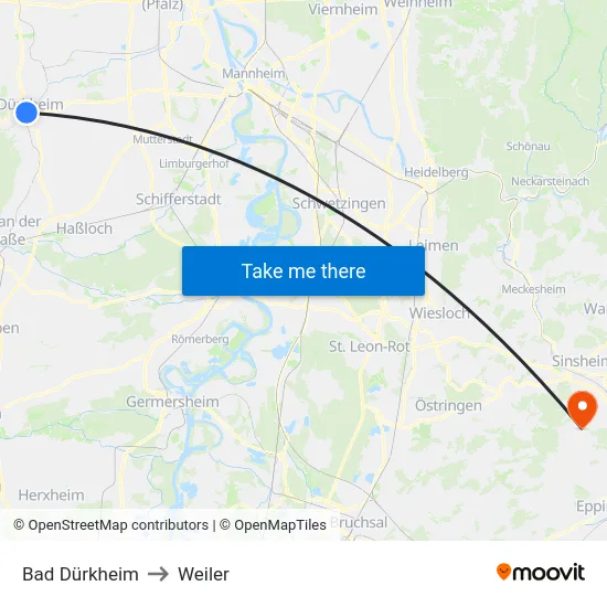 Bad Dürkheim to Weiler map