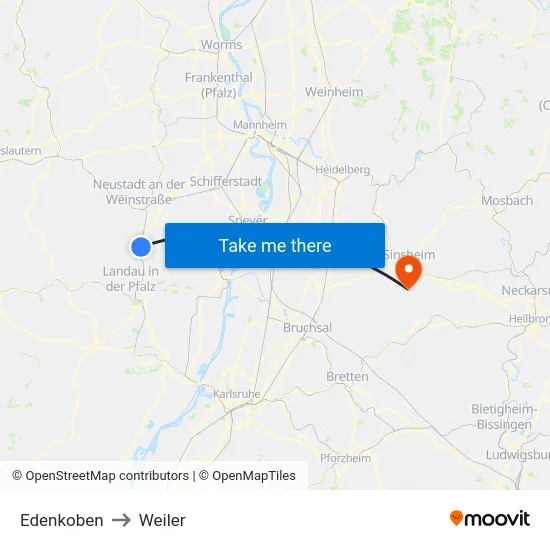 Edenkoben to Weiler map