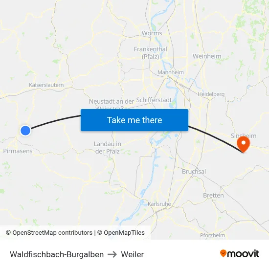 Waldfischbach-Burgalben to Weiler map