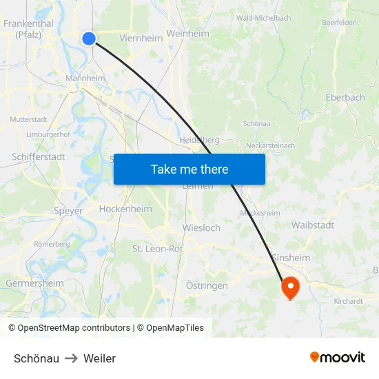 Schönau to Weiler map