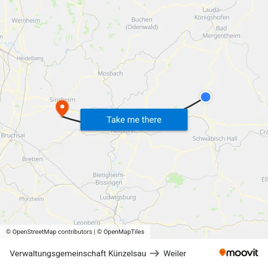 Verwaltungsgemeinschaft Künzelsau to Weiler map