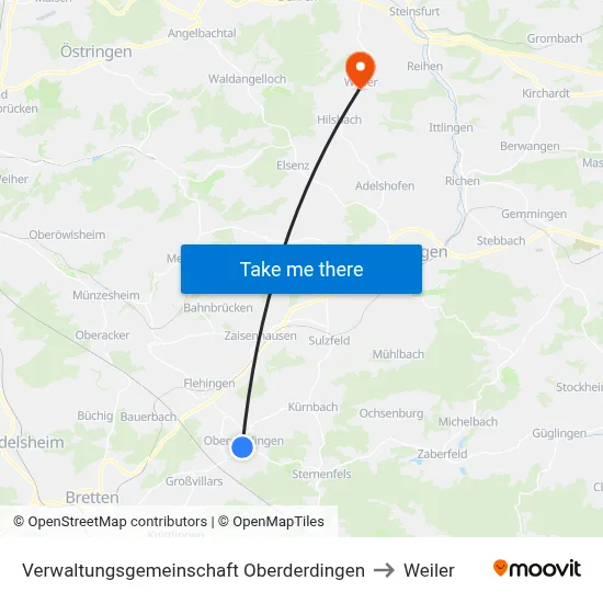 Verwaltungsgemeinschaft Oberderdingen to Weiler map