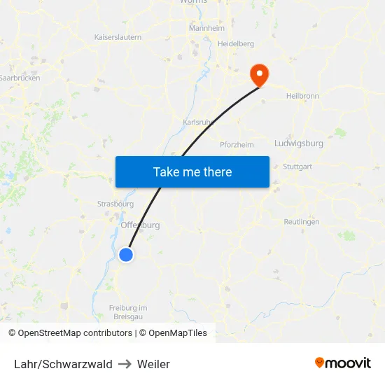 Lahr/Schwarzwald to Weiler map