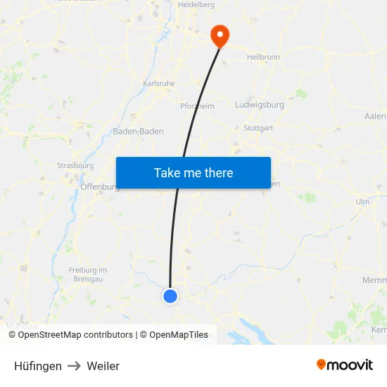 Hüfingen to Weiler map