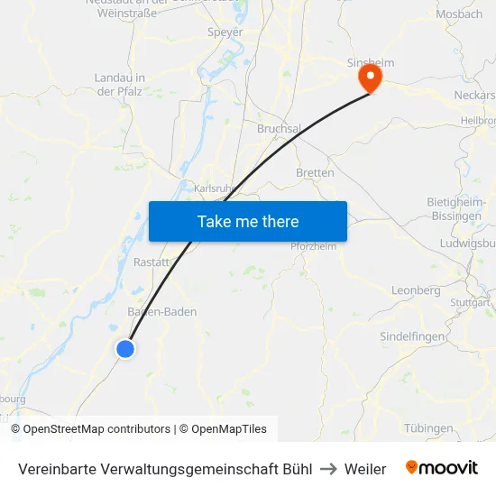Vereinbarte Verwaltungsgemeinschaft Bühl to Weiler map