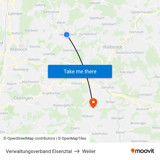 Verwaltungsverband Elsenztal to Weiler map