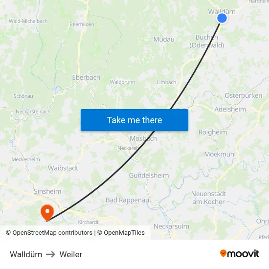 Walldürn to Weiler map