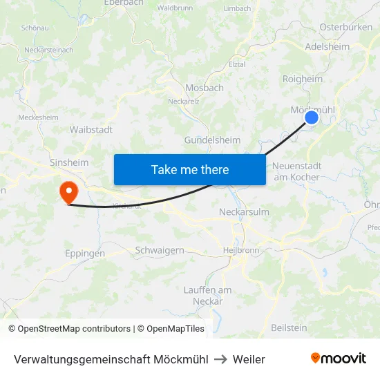 Verwaltungsgemeinschaft Möckmühl to Weiler map