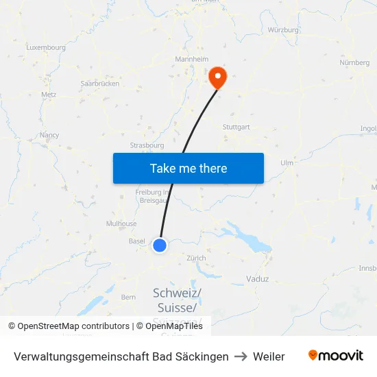 Verwaltungsgemeinschaft Bad Säckingen to Weiler map
