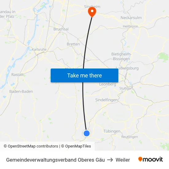 Gemeindeverwaltungsverband Oberes Gäu to Weiler map