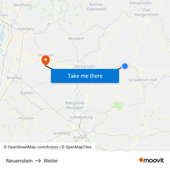 Neuenstein to Weiler map