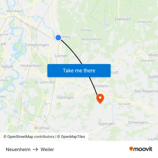 Neuenheim to Weiler map