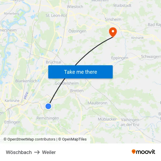 Wöschbach to Weiler map