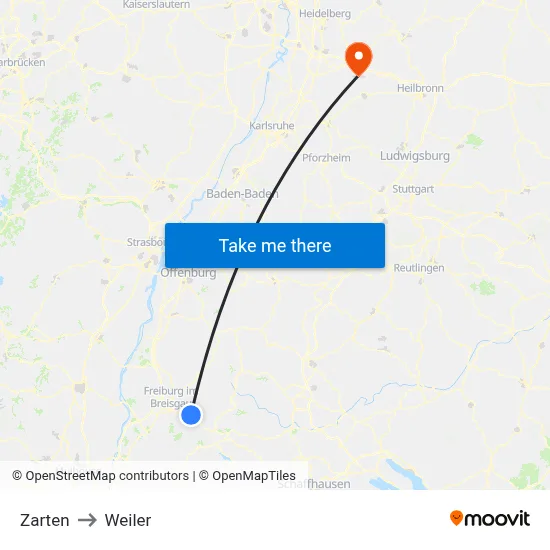 Zarten to Weiler map