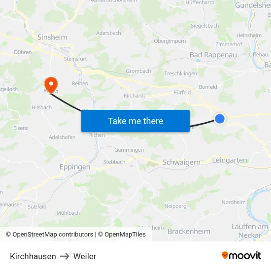 Kirchhausen to Weiler map