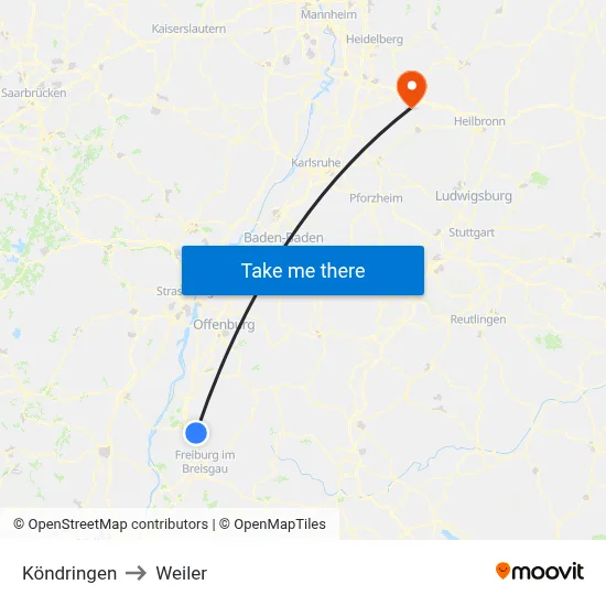 Köndringen to Weiler map