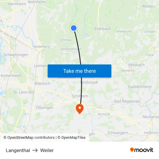 Langenthal to Weiler map