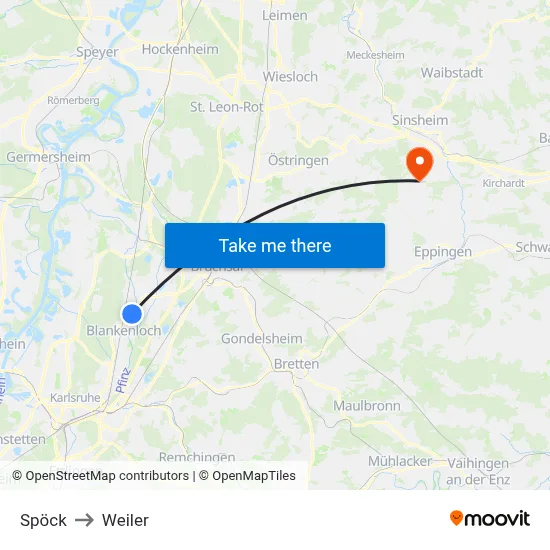 Spöck to Weiler map