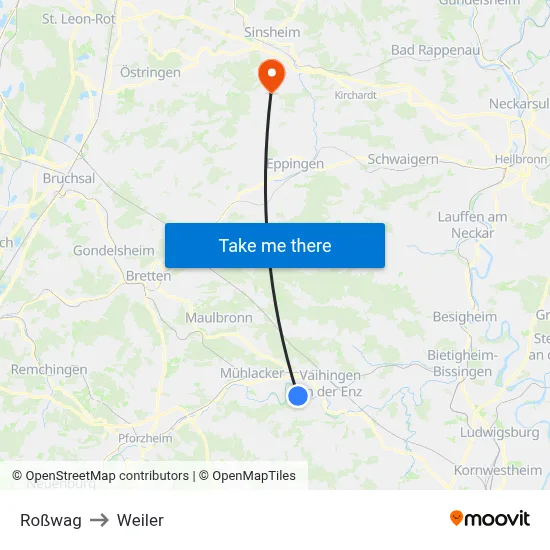 Roßwag to Weiler map