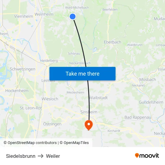 Siedelsbrunn to Weiler map