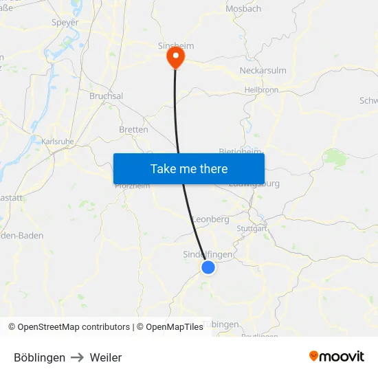 Böblingen to Weiler map
