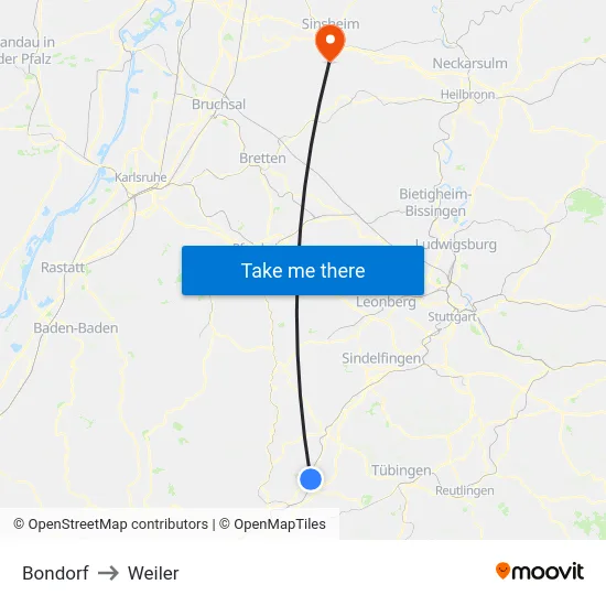 Bondorf to Weiler map