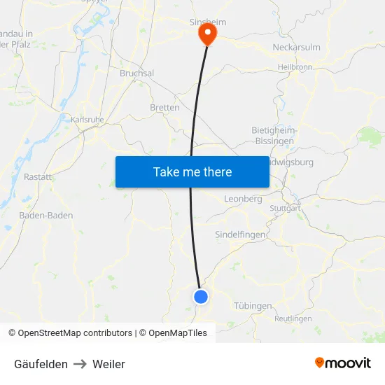 Gäufelden to Weiler map