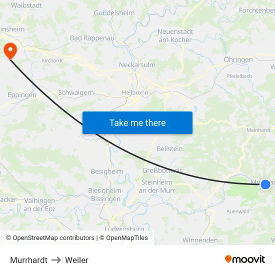 Murrhardt to Weiler map