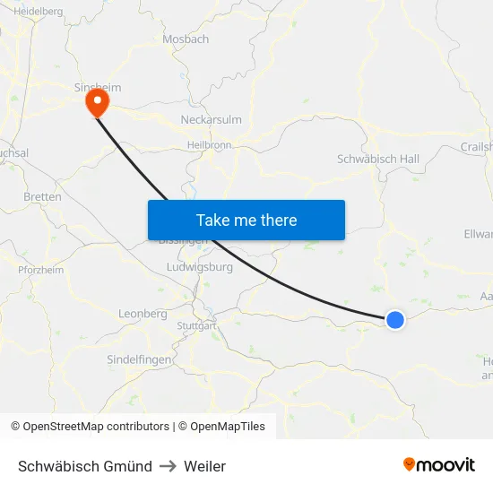 Schwäbisch Gmünd to Weiler map
