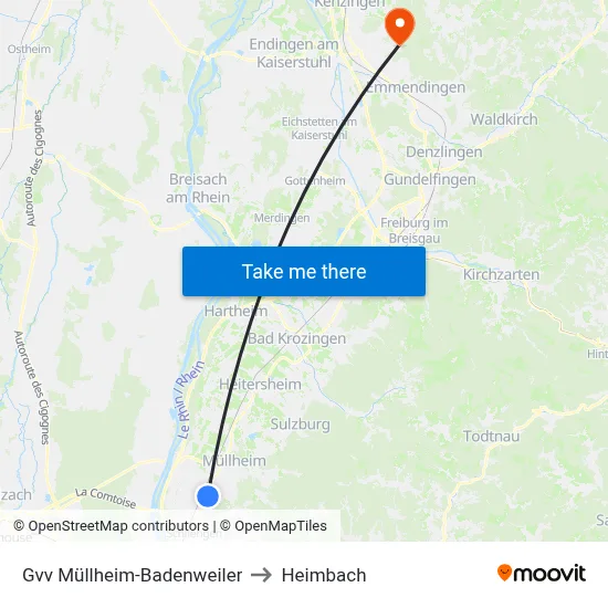 Gvv Müllheim-Badenweiler to Heimbach map