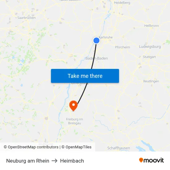 Neuburg am Rhein to Heimbach map
