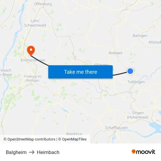 Balgheim to Heimbach map
