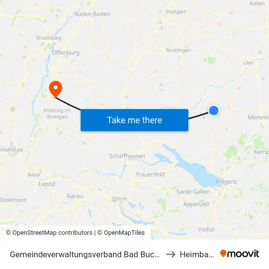 Gemeindeverwaltungsverband Bad Buchau to Heimbach map