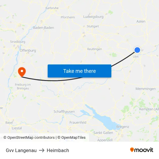 Gvv Langenau to Heimbach map