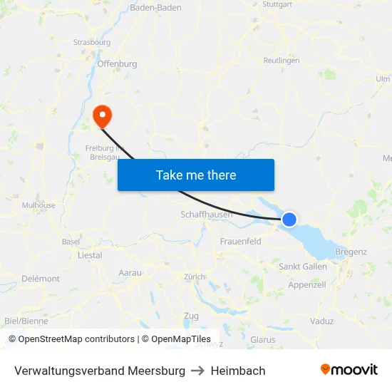 Verwaltungsverband Meersburg to Heimbach map