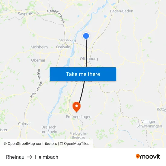 Rheinau to Heimbach map